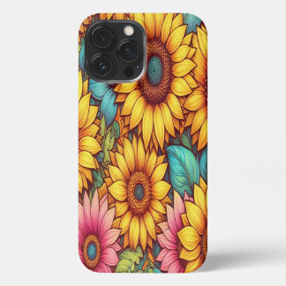 Etui iPhone 13 Pro Max Boîtier de téléphone mince Sun Flower