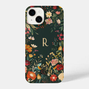 Coque Pour iPhone 14 Boîtier de téléphone monogramme floral personnalis