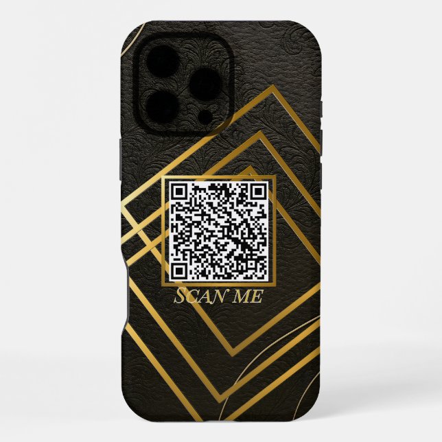 Coque iPhone Boîtier de téléphone noir de luxe avec code QR per (Verso)