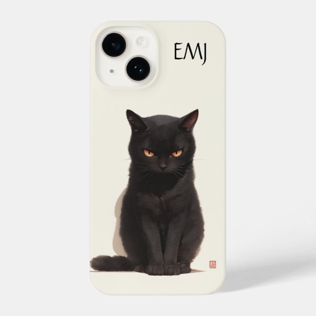Coque iPhone Boîtier de téléphone pour chat noir | Personnalisa (Verso)