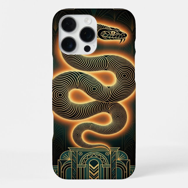 Coque iPhone Boîtier Gold Teal pour iPhone 16 Pro Max | Serpent (Verso)