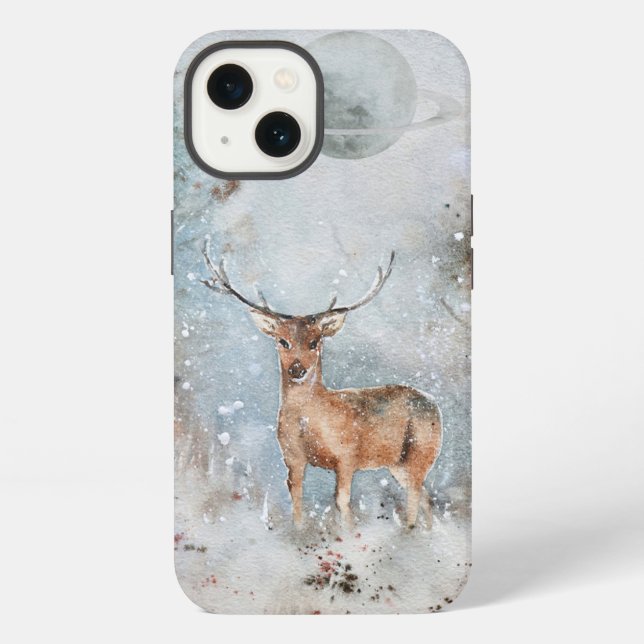 Coque iPhone Boîtier iPhone 13 avec cerf peint & planète (Verso)