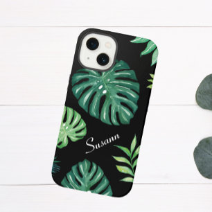 Boîtier iPhone 14 à motif de feuille tropicale noi