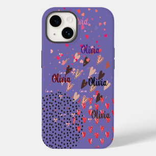 Coque Pour iPhone 14 Boîtier iPhone 14 cœurs colorés violet personnalis