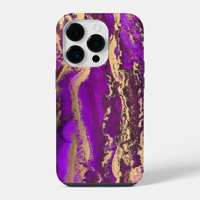 Coque iPhone Boîtier iPhone 14 Pro Gold Purple (Verso)