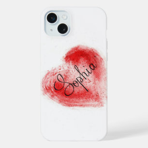 Coque iPhone 15 Plus Boîtier iPhone 15 Plus Graphique Cœur Rouge Minima