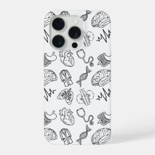 Coque iPhone 15 Pro Boîtier iPhone 15 Pro Minimaliste Medical Doodles