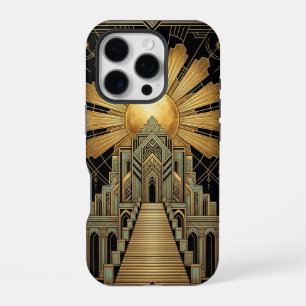Coque iPhone 16 Pro Boîtier iPhone 16 Pro Art Déco doré