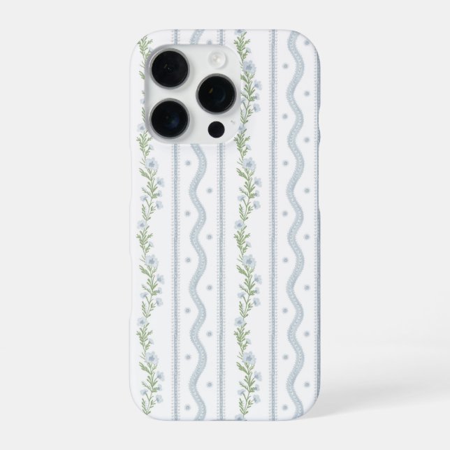 Coque iPhone Boîtier iPhone 16 Pro, Rayure Florale Prépa (Verso)