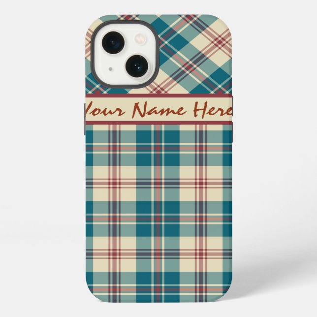 Coque iPhone Boîtier iPhone 6 Xtreme Navy carreaux rouge beige (Verso)