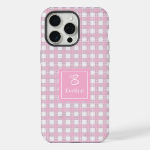 Coque iPhone 15 Pro Max Boîtier iPhone à carreaux rose minimaliste – Style