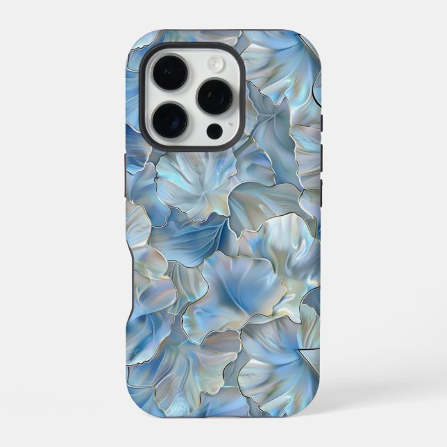 Coque iPhone Boîtier iPhone à impression florale de pétale bleu (Verso)