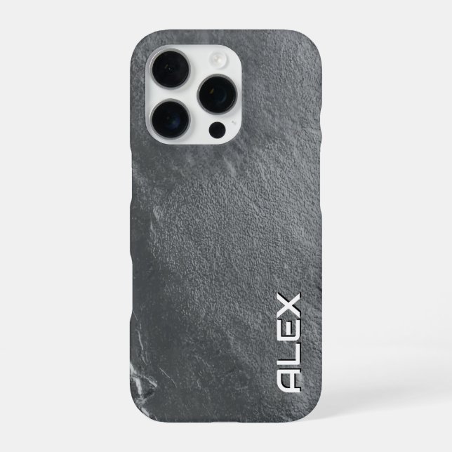 Coque iPhone Boîtier iPhone à texture d'ardoise grise (Verso)