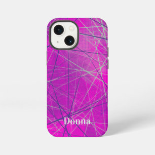 Etui iPhone 13 Mini Boîtier iPhone abstrait Lignes de réseau Rose et V