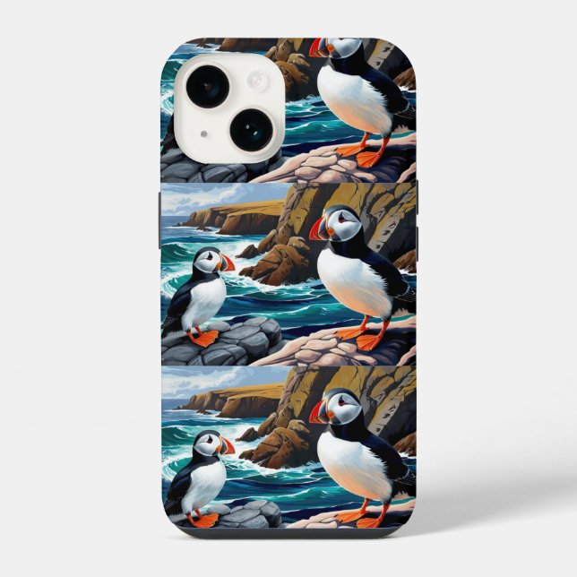 Coque iPhone Boîtier iPhone avec Macareux Isladiens  (Verso)