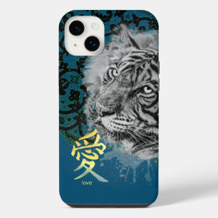 BOÎTIER IPHONE BRODERIE ANCIENNE TIGRE PEINT KANJI