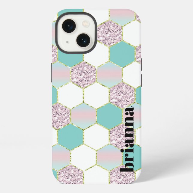 Coque iPhone Boîtier iPhone Case-Mate en paillettes Hexagone (Verso)