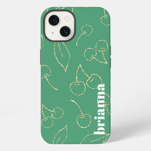 Coque iPhone Boîtier iPhone Case-Mate Glitter Cherry Green (Verso)