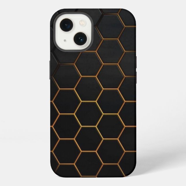Coque iPhone Boîtier iPhone Case-Mate Hexagone noir et or (Verso)