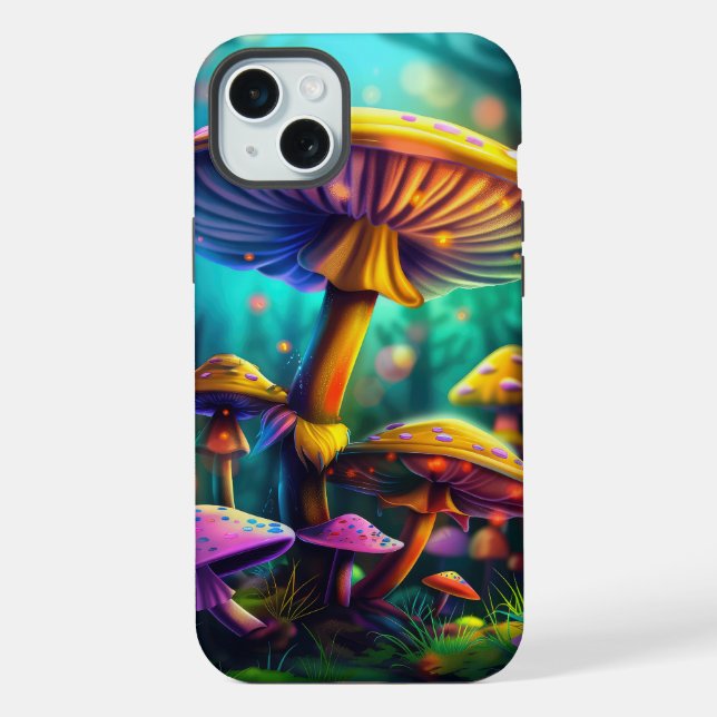 Coque iPhone Boîtier iPhone Champignons Colorés Fantastiques (Verso)