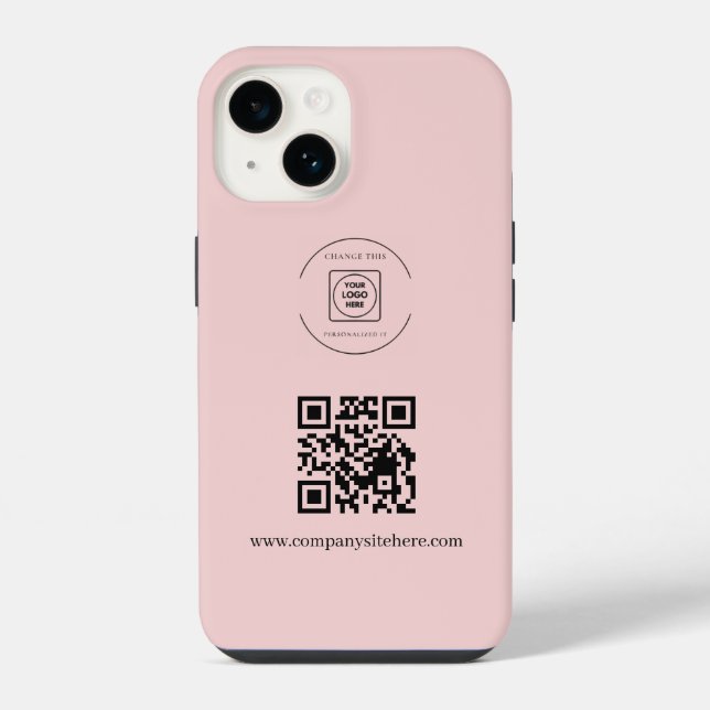 Coque iPhone Boîtier iphone Code QR Logo Rose Fardé Entreprise (Verso)
