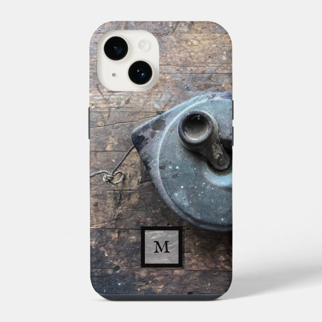 Coque iPhone Boîtier iPhone en bois rustique masculin (Verso)