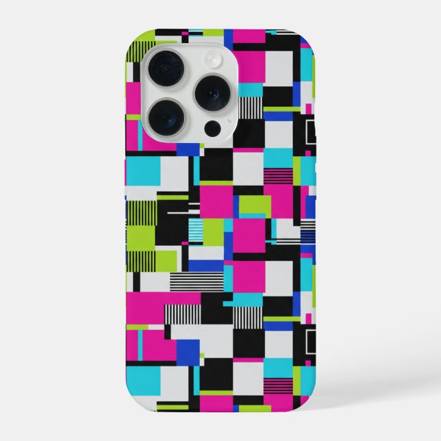 Coque iPhone Boîtier iPhone géométrique Cyberpunk Glitch (Verso)