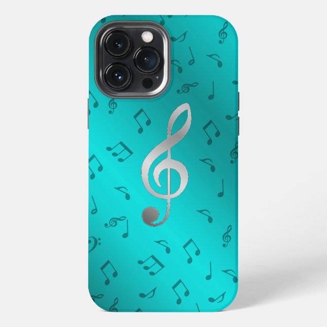 Coque iPhone boîtier iPhone OtterBox notes de musique argentées (Verso)