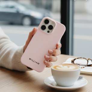 Coque iPhone 16 Pro Boîtier iPhone rose pastel personnalisé avec texte