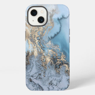 Etui iPhone 13 Boîtier Light Blue & Gold Marble pour iPhone 6/6s