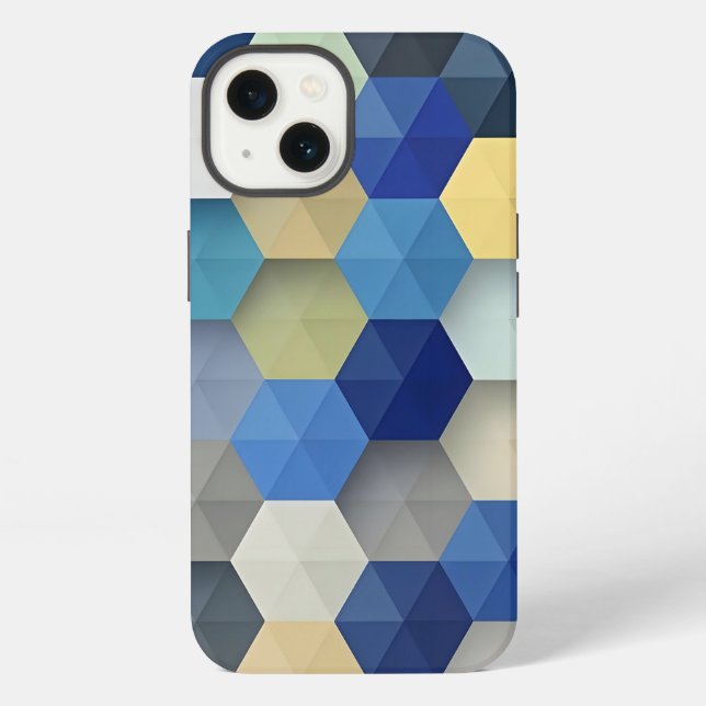 Coque iPhone Boîtier rigide brillant géométrique pastel pour iP (Verso)