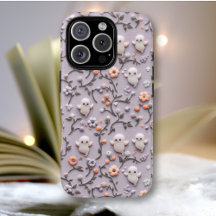 Boîtier téléphonique 3D Floral Little Ghost