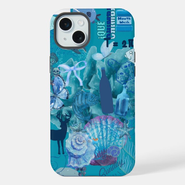 Coque iPhone Boîtier téléphonique Blue Ocean Collage (Verso)