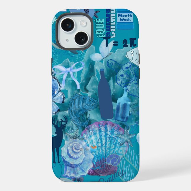 Coque iPhone Boîtier téléphonique Blue Ocean Collage (Verso)