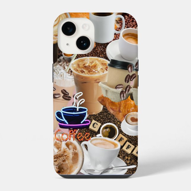 Coque iPhone Boîtier téléphonique Collage de café (Verso)
