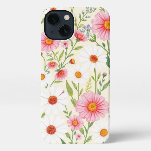 Coque iPhone Boîtier téléphonique Daisy & Pink Floral (Verso)