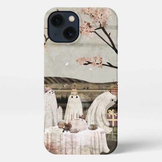 Coque iPhone Boîtier téléphonique d'anniversaire de fantôme (Verso)