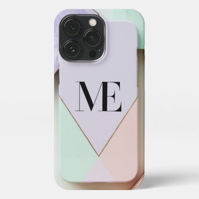 Coque iPhone Boîtier téléphonique des initiales Pastel géométri (Verso)