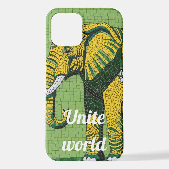 Coque iPhone Boîtier téléphonique en mosaïque d'éléphant Abstra (Verso)