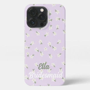 Etui iPhone 13 Pro Boîtier téléphonique floral lilas personnalisé