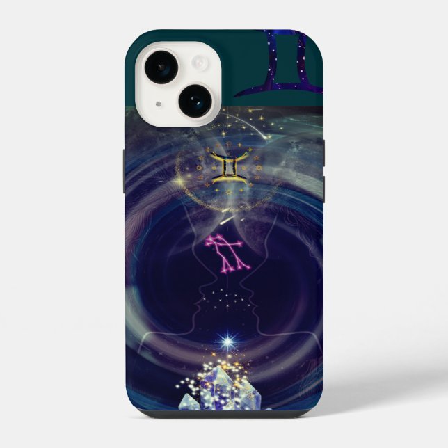 Coque iPhone Boîtier téléphonique Gemini, bleu (Verso)