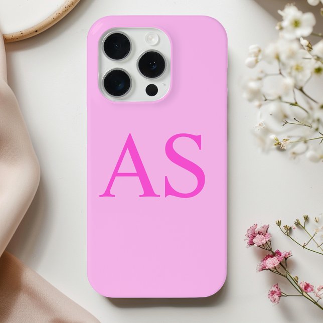 Coque iPhone Boîtier téléphonique initial monogramme rose perso (Créateur téléchargé)
