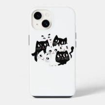 Boîtier téléphonique minimaliste pour chat noir et