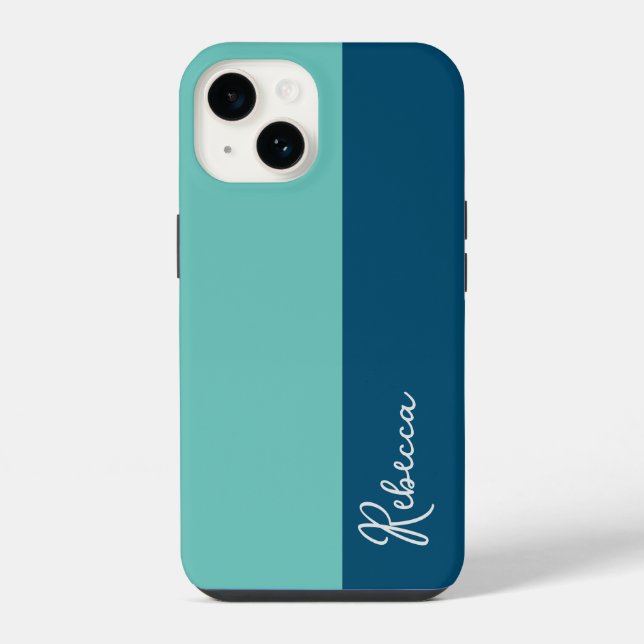 Coque iPhone Boîtier téléphonique Mint et Bleu Color Block (Verso)