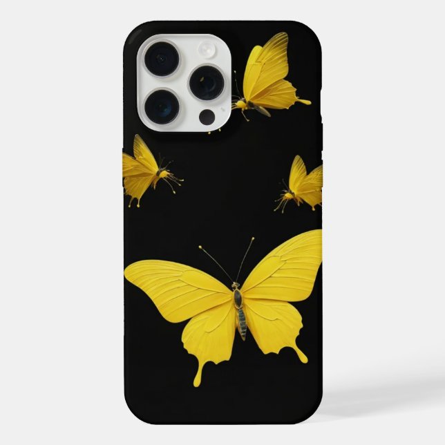Coque iPhone Boîtier téléphonique papillon jaune pour iphone15  (Verso)