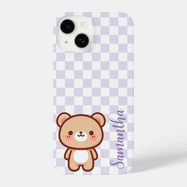 Coque iPhone Boîtier téléphonique personnalisé kawaii, violet (Verso)