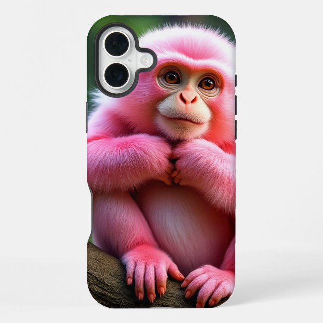 Coque iPhone Boîtier téléphonique rose singe (Verso)