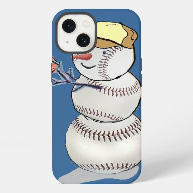Coque iPhone Bonhomme de neige de baseball (Verso)