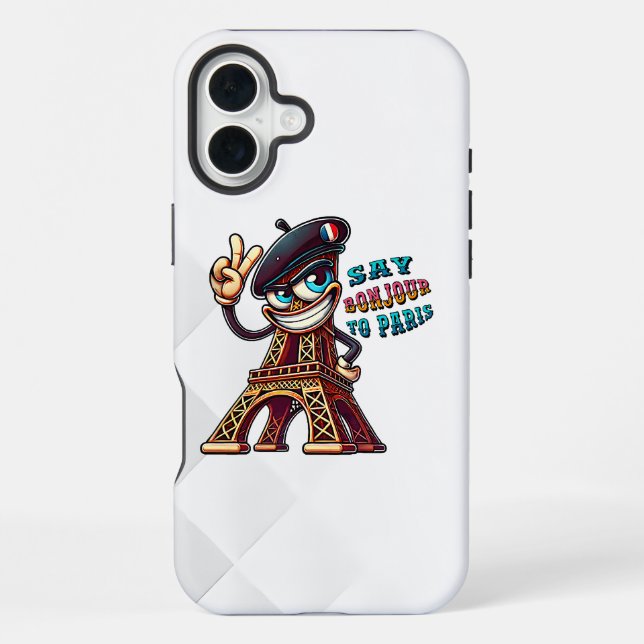 Coque iPhone Bonjour d'une dame de fer gaie (Verso)