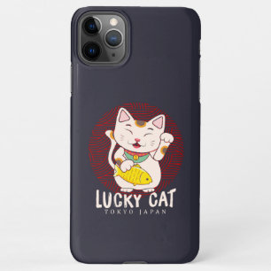 Coque iPhone 11Pro Max Bonne chance Charme Chat Lucky Maneki Neko Asiatiq
